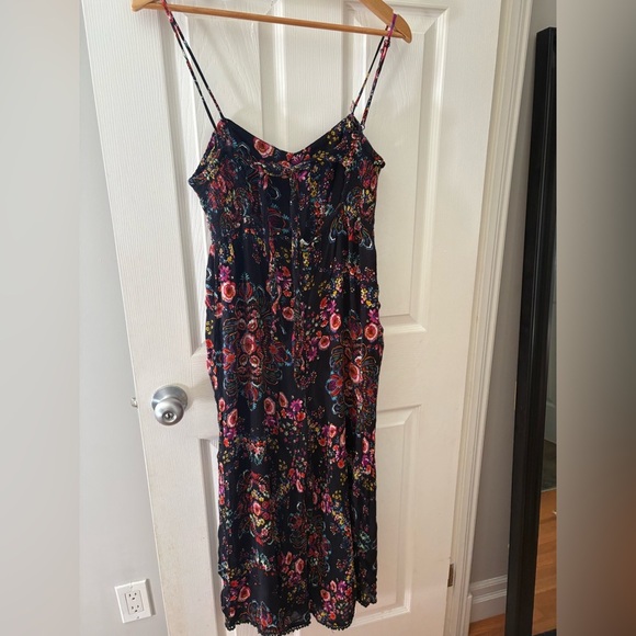 Patrons of Peace black floral wide leg crop jumpsuit size medium - Picture 2 of 15